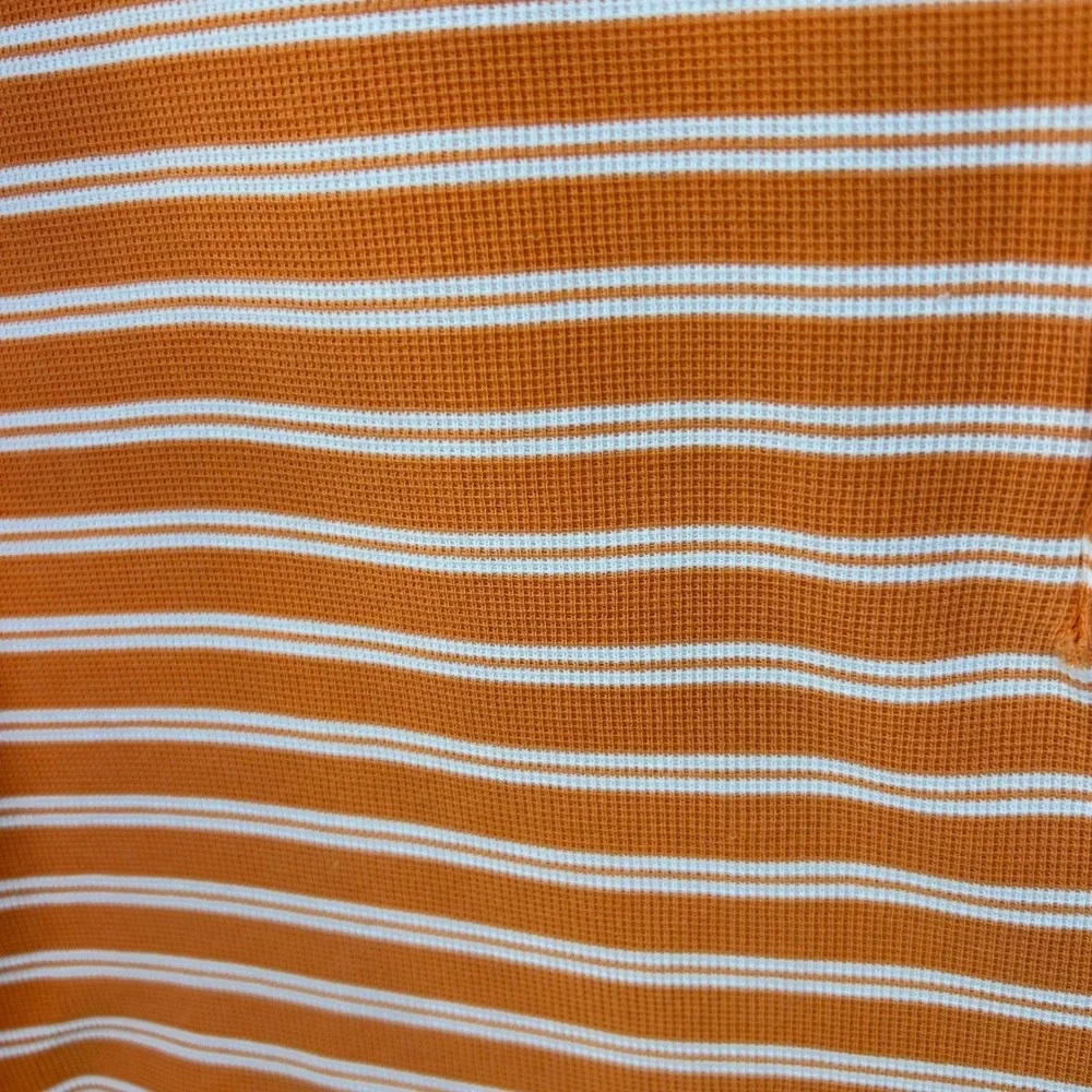 Ralph Lauren Mens Big Large Waffle Knit Polo Orange White Striped Shirt